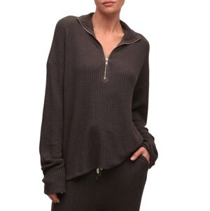 n:philanthropy Women’s ORLY Ribbed 1/4 Zip Pullover Chocolate Brown Size Medium